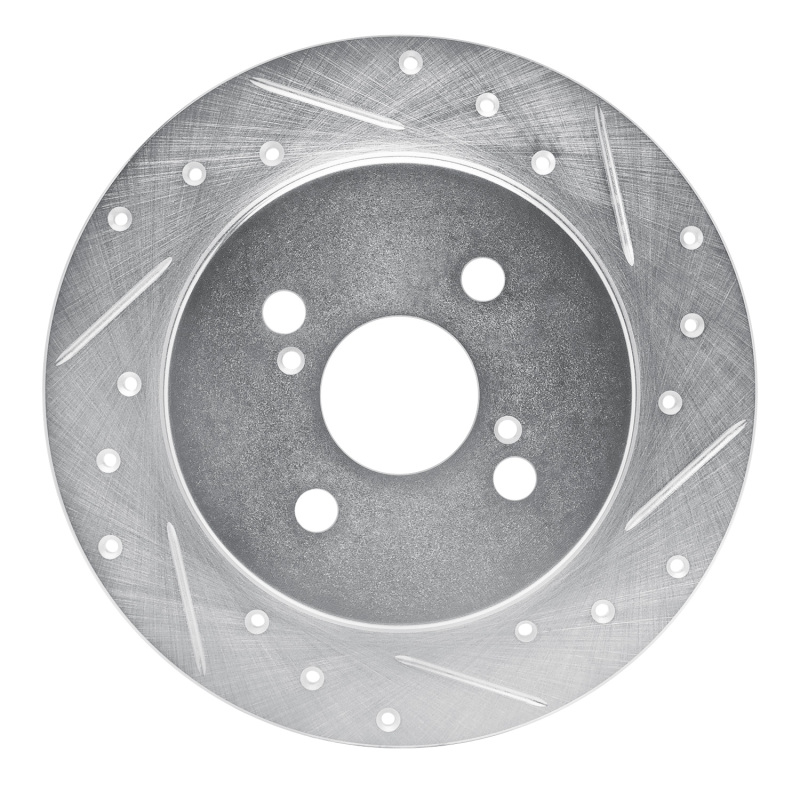 Toyota Yaris Brake Rotor (1) - Rear Right - R1 Concepts - Drilled & Slotted - Silver - `12-`18